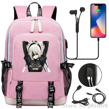 Аниме NieR Automata YoRHa USB раница, лаптоп чанти, модни мъжки, дамски чанти за пътуване на открито училище раница за момчета и момичета, чанта за книги