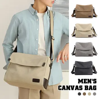 Мъжки холщовая чанта-месинджър, реколта мъжки ежедневни бизнес пътна чанта през рамо, модерен студентски училищна мъжки чанти