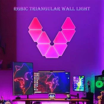 Стенен лампа RGB Triangle LED Quantum Lamp 5V USB WIFI, Bluetooth, синхронизация на музиката, игрите на околното осветление за игри, украса на магазин в спалнята