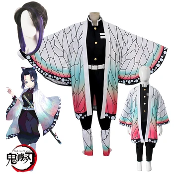 Аниме-cosplay Demon Slayer Kochou Shinobu, костюми Kimetsu no Yaiba, косплейный костюм, Перука, женски Занаяти, Коледен костюм за Хелоуин.