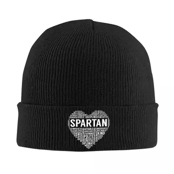 Sparta Spartan Сърце Skullies Шапки, Шапки Хип-хоп топли Зимни дамски мъжки възли шапки за възрастни унисекс Шапки-абсорбатори