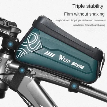 WEST BIKING Велосипедна Чанта 2,5 Л Голям Капацитет Предната Чанта Твърда Обвивка на Предната гредова, със Чанта Мобилен Телефон Сензорен Екран Горната Тръба Чанта