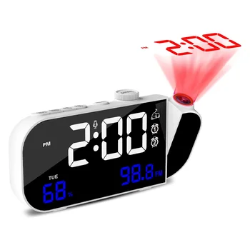 Прожекционен alarm clock, цифров часовник с възможност за завъртане на проектора на 180 °, бесступенчатым регулатор на яркостта и бялото глас