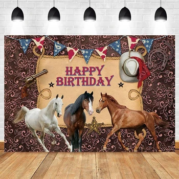 Западен каубой, шапка с принтом кон, фон за снимки с пистолет, на Фона на фотосесия на партито по случай рождения ден на детето, банер за фото студио