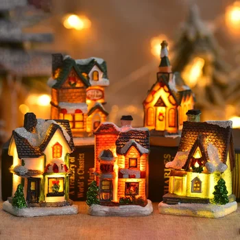 Led мини-снежна хижа, лека нощ, Коледна фея, настолни украса, Коледна парти, декорация на спалнята, Булчински венец Навидад