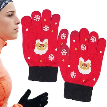 Коледни ръкавици за жени, ветроупорен топли ръкавици за сензорен екран, термозащитные мини ръкавици с топъл басейн за разходки в студено време
