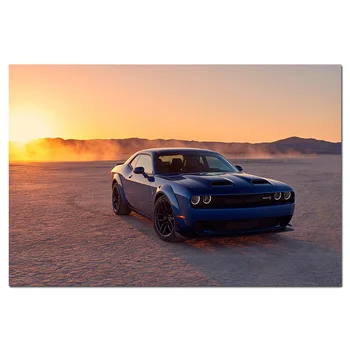 Суперавтомобил на Dodge Challenger SRT Hellcat Фотообои на стената на Художествени плакати HD Картини върху платно Стенни картина за вашия интериор дневна