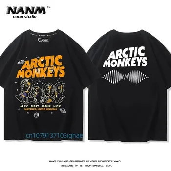 Висококачествен памучен тениска Arctic Monkeys, Arctic Monkeys Rock за момчета и момичета с къс ръкав, свободна тениска American Street за момичета