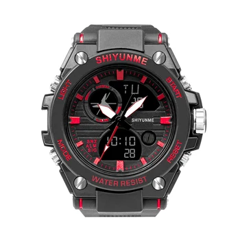 Мъжки спортни часовници SHIYUNME С светящимся електронен мулти-функционален будилник, часовник с двоен механизъм, водоустойчиви военни часовници