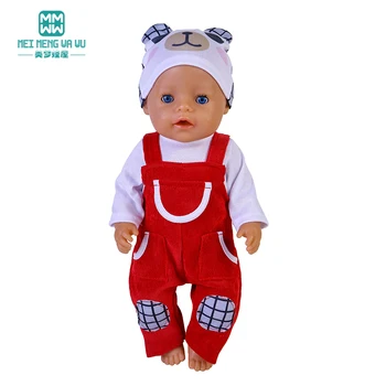Дрехи за кукли е подходящ, за да има кукли 43-45 см и американската кукла, модерен комплект-переноска за новородено, розово, червено, кафяво
