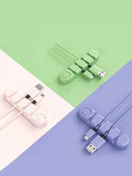 Цветна самоклеящийся Мек силиконов кабел органайзер, притежателят на Kawaii Сладко Bear, USB-скоби за мишки, слушалки за слушалки