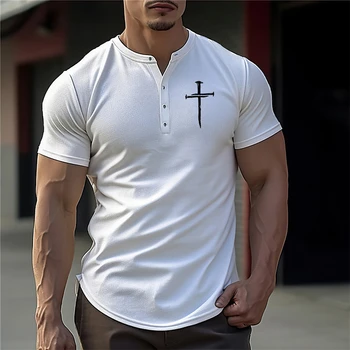 Хавайски ризи за мъже с преминаването принтом топ с къс ръкав, модни и ежедневни тениска, бяла плажна блуза, тениска оверсайз, мъжки дрехи