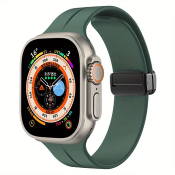 Регулируем мек силиконов взаимозаменяеми каишка с магнитна ключалка за Apple Watch серия 7 8 9 Ultra 2