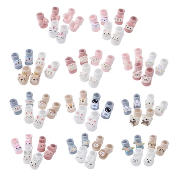 3 чифта / лот, терлици с мультяшными кукли, Стилен и универсален набор от детски трикотажни чорапи за краката, Дишаща Подарък за душ за бебета QX2D