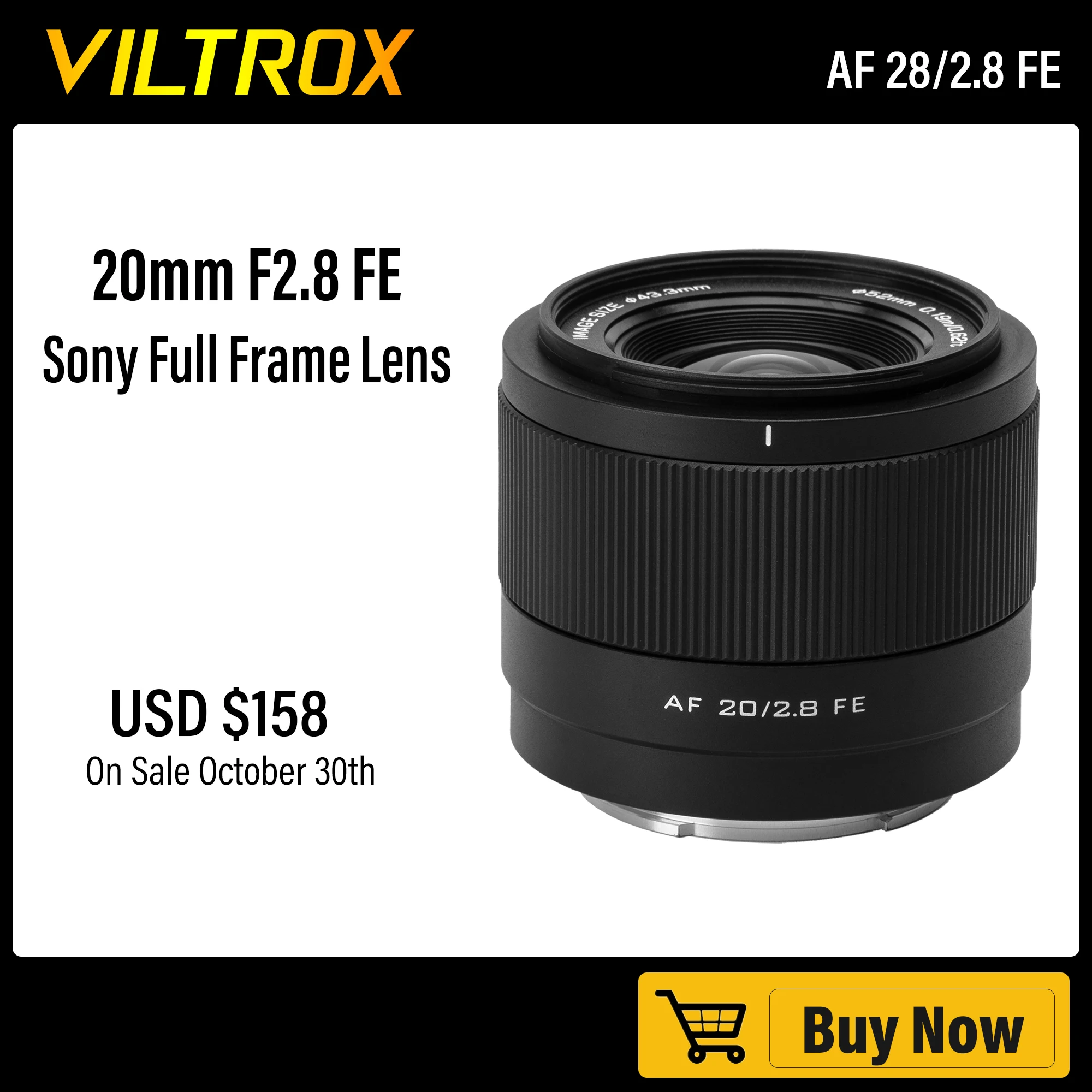 VILTROX 20 мм F2.8 Обектива на камерата Полнокадровый Сверхширокоугольный Обектив Видеоблогера с Автоматично Фокусиране За Sony E Sony ZV-E1 A7RV ZV-E10 A7C FX30 Изображение 0