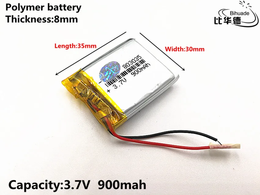 Добро качество на 3,7 В, 900 mah, 803035 Полимерна литиево-йонна батерия за ИГРАЧКИ, POWER BANK, GPS, mp3, mp4 Изображение 2