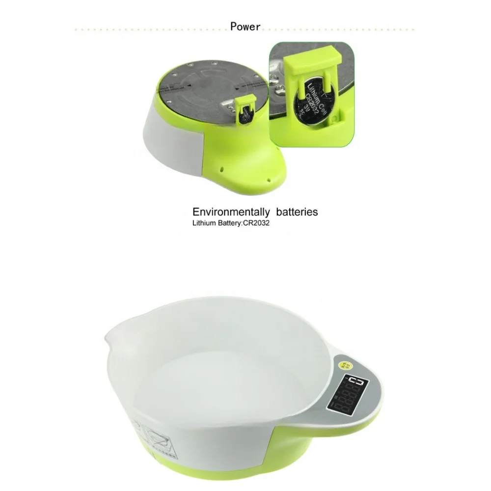 4 цвят, точни и стабилни Евтини 5-килограммовые цифрови кухненски везни за претегляне на храните с купата, Електронни, кухненски везни с купата за хранене Изображение 4