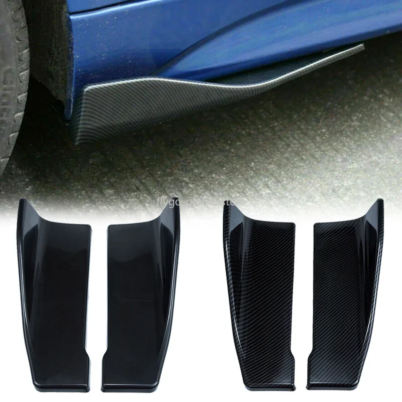 Универсален автомобилен спойлер, Странични предна броня, задна странична пола, Рокер за устни, калници от въглеродни влакна/Блясък-черни защитни облицовки за подреждане Изображение 2