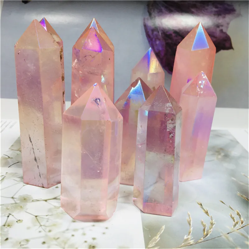 Естествени цветни кристали Кула, Лечебни камъни, Аура, Прозрачен кварц, Точка за декорация на дома Изображение 2