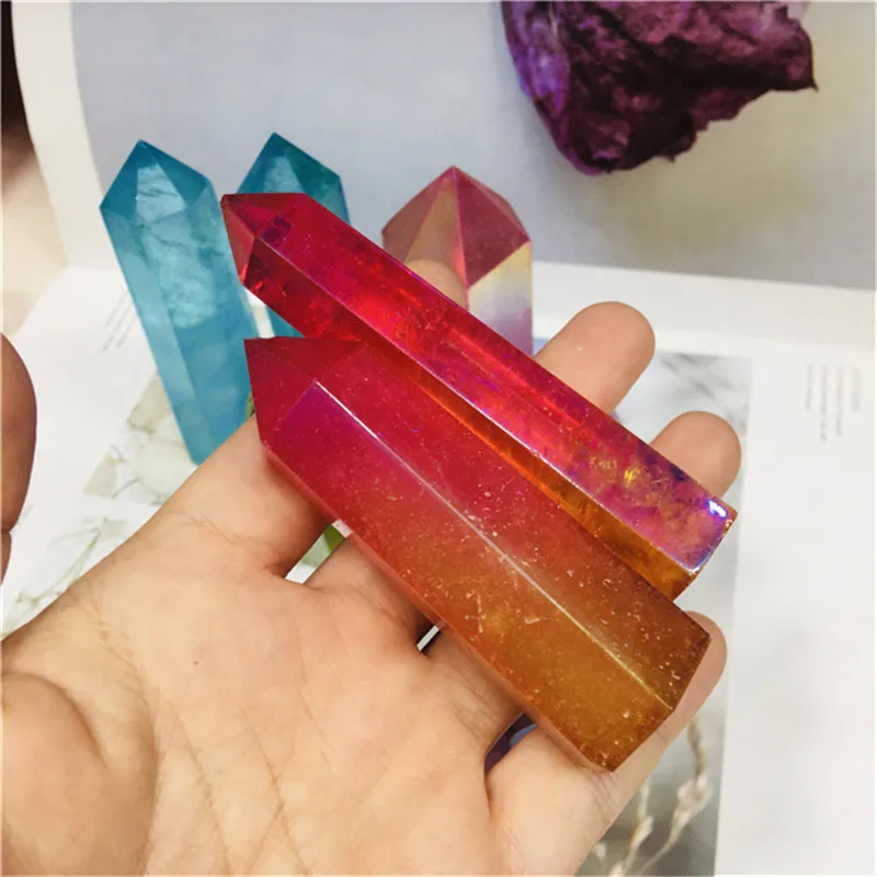 Естествени цветни кристали Кула, Лечебни камъни, Аура, Прозрачен кварц, Точка за декорация на дома Изображение 3