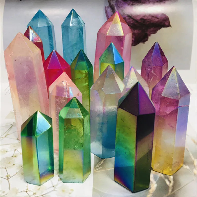 Естествени цветни кристали Кула, Лечебни камъни, Аура, Прозрачен кварц, Точка за декорация на дома Изображение 5