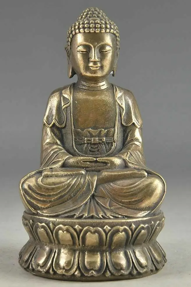 Изискана са подбрани Китайски Статуя на Буда Шакямуни са Ръчно изработени От Мед и медни Изображение 0