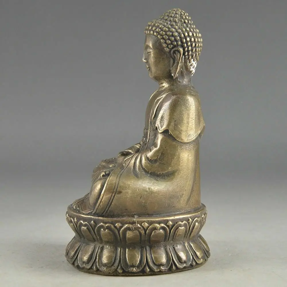 Изискана са подбрани Китайски Статуя на Буда Шакямуни са Ръчно изработени От Мед и медни Изображение 1