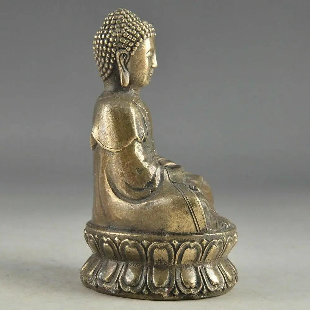 Изискана са подбрани Китайски Статуя на Буда Шакямуни са Ръчно изработени От Мед и медни Изображение 2