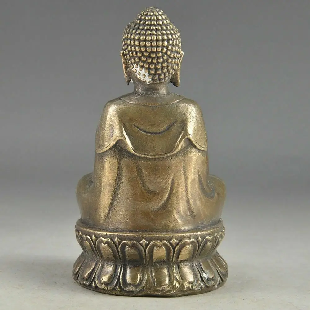 Изискана са подбрани Китайски Статуя на Буда Шакямуни са Ръчно изработени От Мед и медни Изображение 3