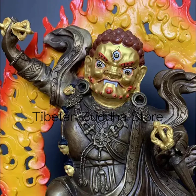27 cm Чиста Мед Зъл магьосник Лотос Езда Тигър, Защитник на Тибетската Тайна Секта Статуя на Буда Украса Duojie Zhuoluo Изображение 1