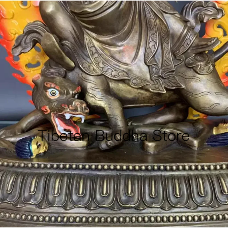 27 cm Чиста Мед Зъл магьосник Лотос Езда Тигър, Защитник на Тибетската Тайна Секта Статуя на Буда Украса Duojie Zhuoluo Изображение 3