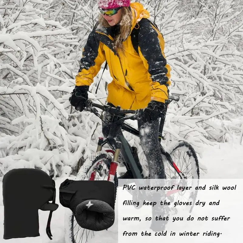 Ръкавици за волана, водоустойчив велосипедни ръкавици със сензорен екран, които предпазват от надраскване, топли Бар ръкавици с един пръст, колоездене, спортни ръкавици, Аксесоари за мотокрос Изображение 3