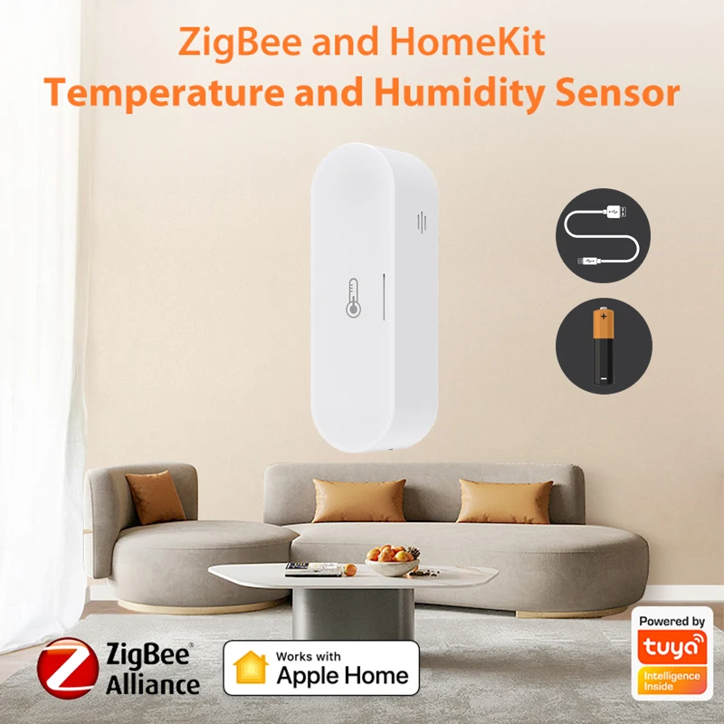 HomeKit Sasha ZigBee Сензор за Температура И влажност на въздуха Умен Дом Контролер влагомер, така че В помещението Работи С Smart Life Алекса Google Изображение 0