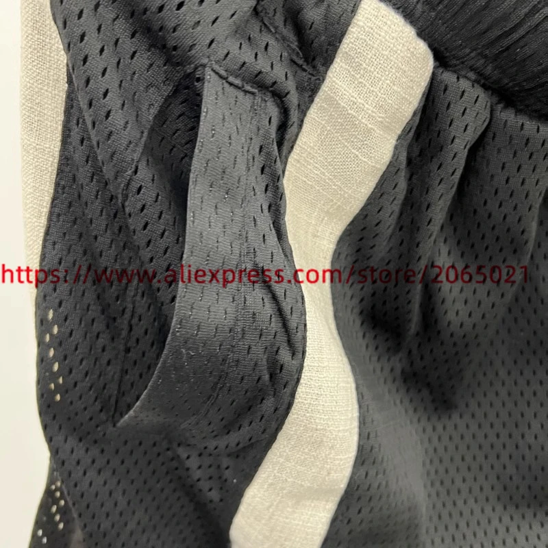 Двуслойни мрежести къси панталони в стил мозайка за мъже и жени, гащички с джобове дантела прозорци, големи размери Изображение 3