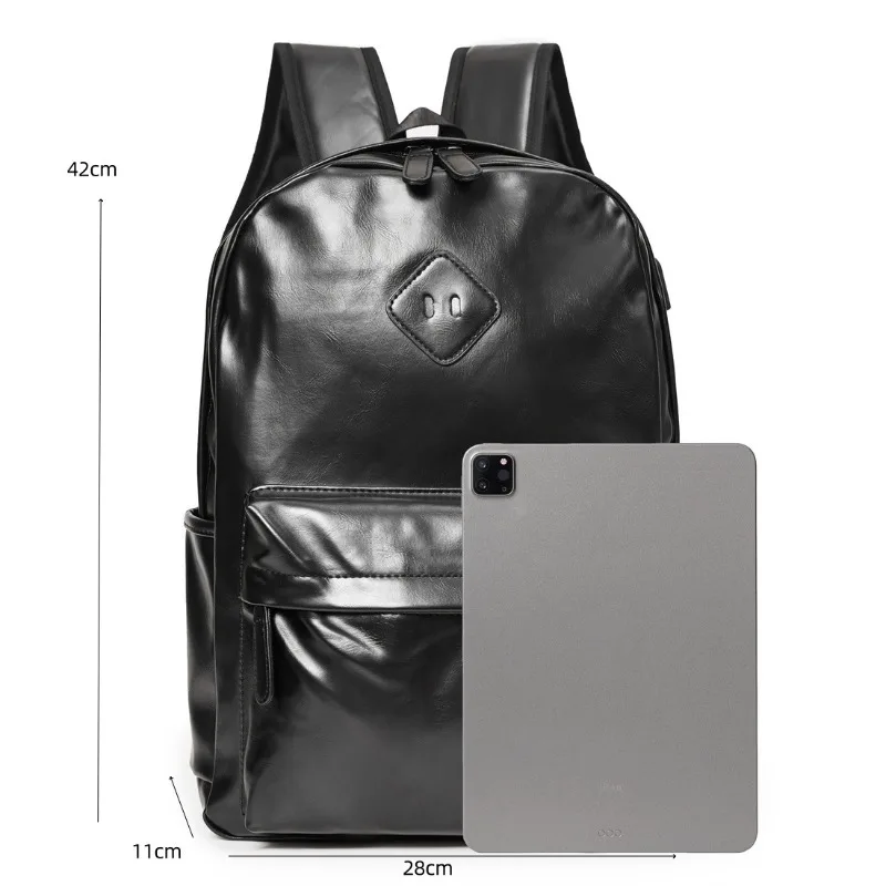 Висококачествен раница мъжки противоугонный USB раница за зареждане на Мъжка чанта за лаптоп от изкуствена кожа Мъжки раница, чанта, голям капацитет Изображение 2