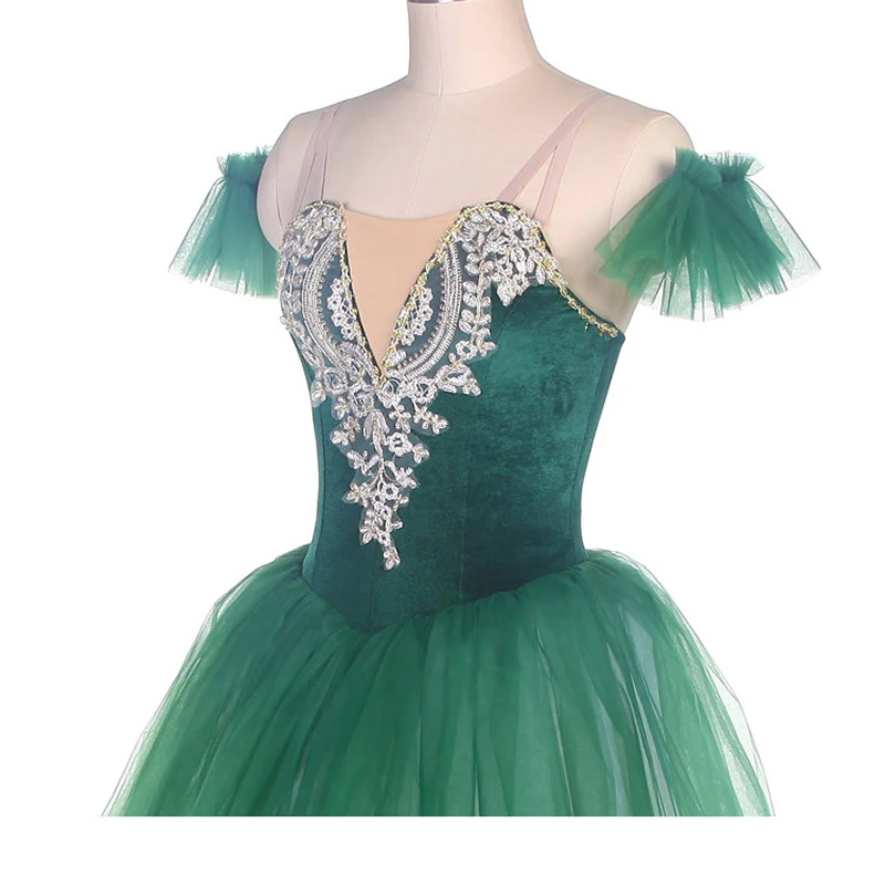 Балетное рокля за изпълнения на зеления детски конкурс, рокля за професионално изпълнения, рокля за Пенгпенга, рокля от прежда за възрастни, балетное рокля Изображение 2