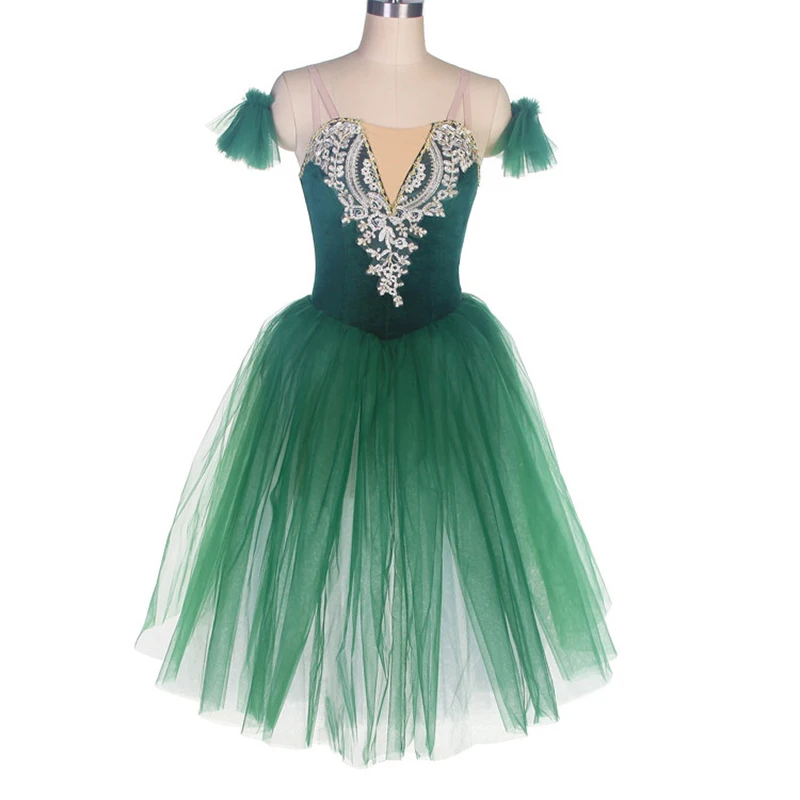Балетное рокля за изпълнения на зеления детски конкурс, рокля за професионално изпълнения, рокля за Пенгпенга, рокля от прежда за възрастни, балетное рокля Изображение 5