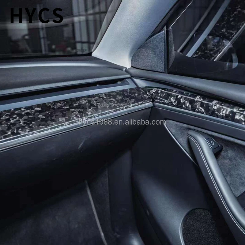 Аксесоари за интериора на колата, панел на централната конзола от настоящото въглеродни влакна за Tesla model3 Y X S Изображение 3