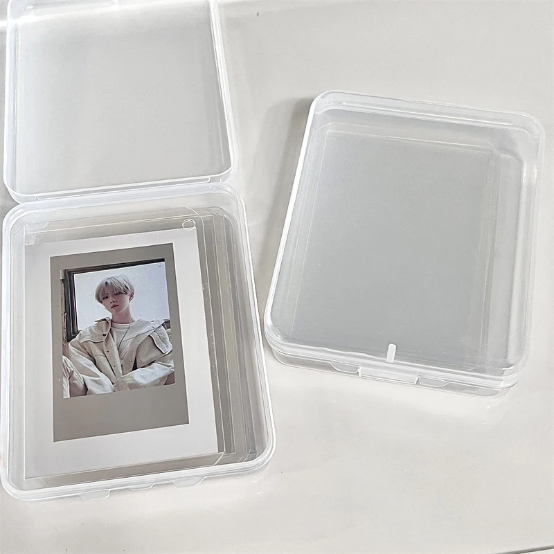 INS Малка Пластмасова кутия за съхранение на флип-надолу Кутия за съхранение Кутия за класификация на Държач за карти Кутия за съхранение на филма Прозрачен Стикер Канцеларски материали Изображение 4
