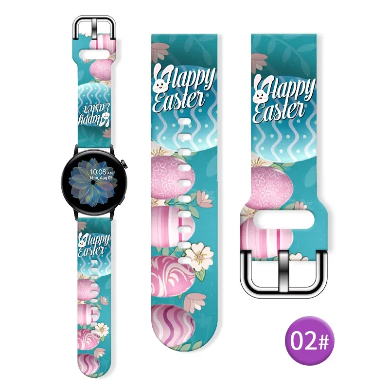 Силиконов каучук с шарките на сладък Великден серия за Huawei Samsung GT FB-Versa Watch 22 мм, каишка за часа и 20 мм, Модни замяна Изображение 1