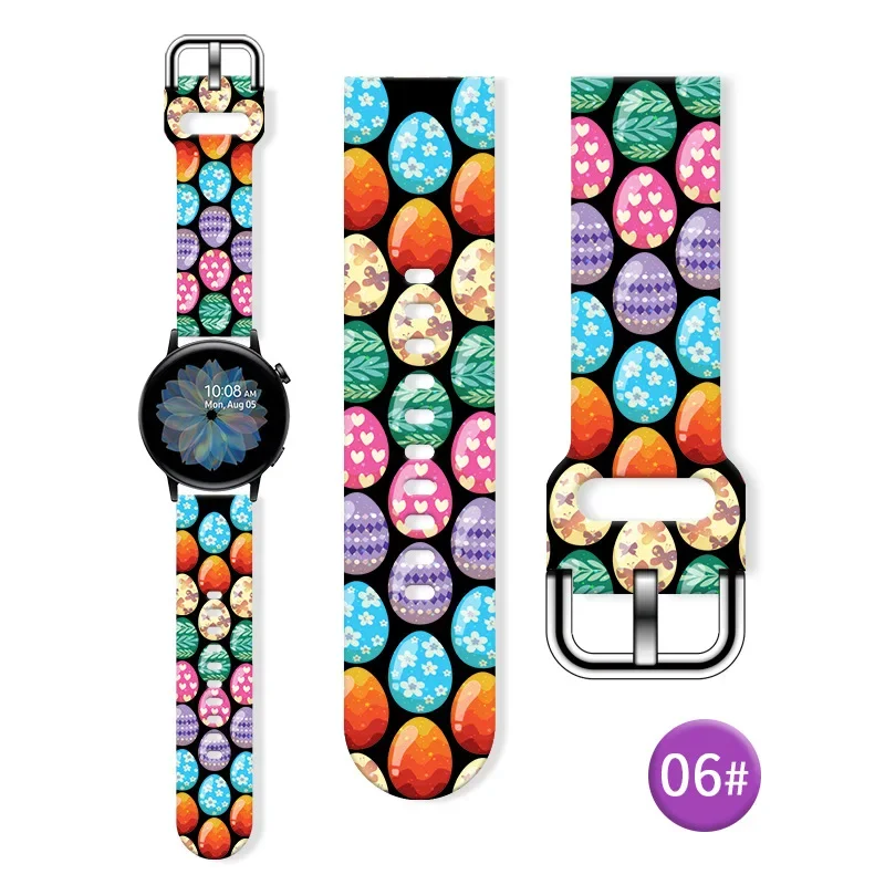 Силиконов каучук с шарките на сладък Великден серия за Huawei Samsung GT FB-Versa Watch 22 мм, каишка за часа и 20 мм, Модни замяна Изображение 3