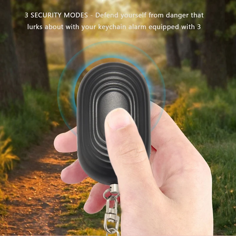 4X Ключодържател за аларми за лична защита-устройство за звук на сирената на 130 DB с фенерче, за повишаване на сигурността (черен) Изображение 1