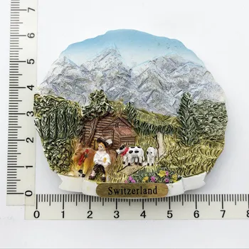 Швейцария селска магнит за хладилник, етикети с културен ландшафт, туристически сувенири, бижута от смола, декорации